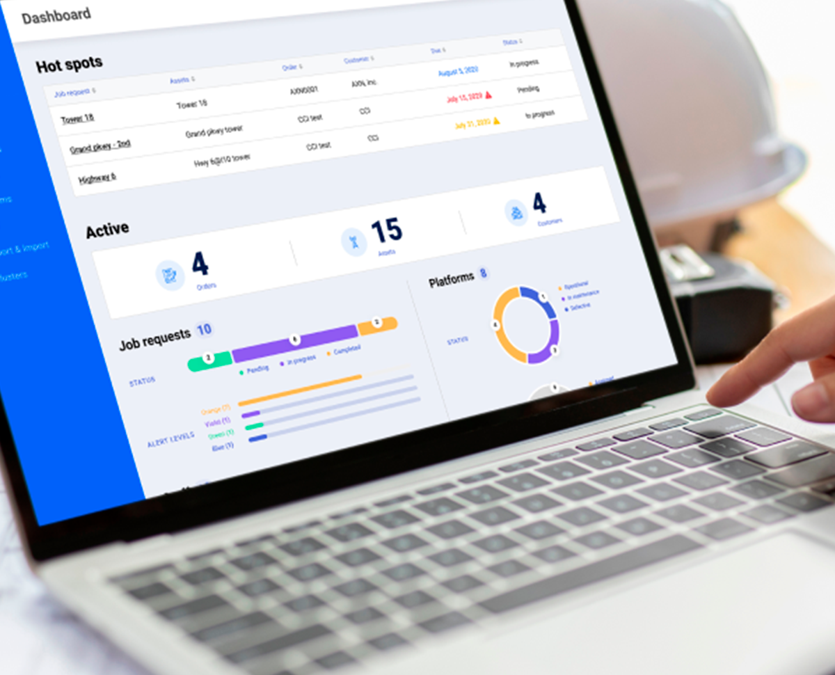 CRM dashboard on the laptop screen