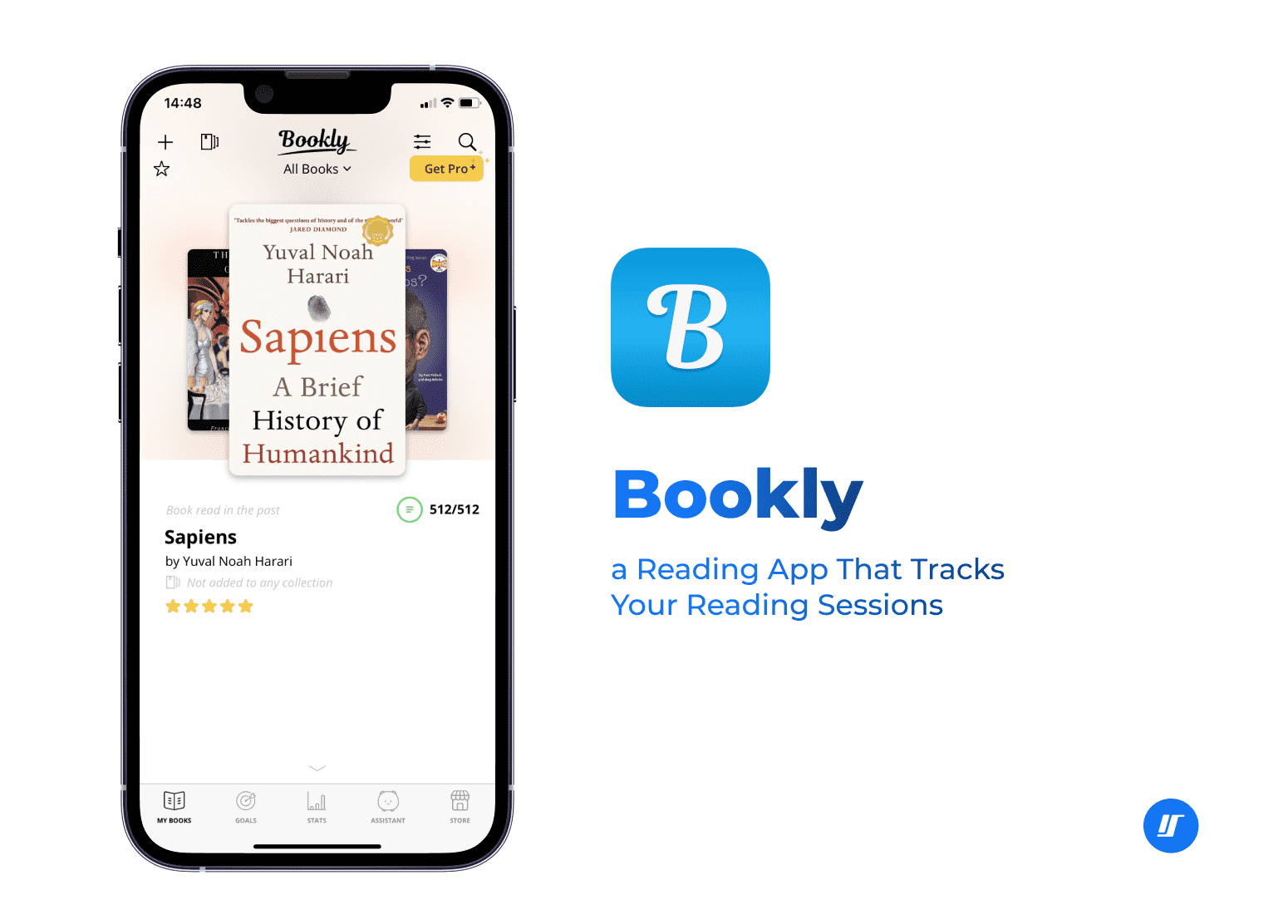 Bookly app screenshot on the iPhone screen