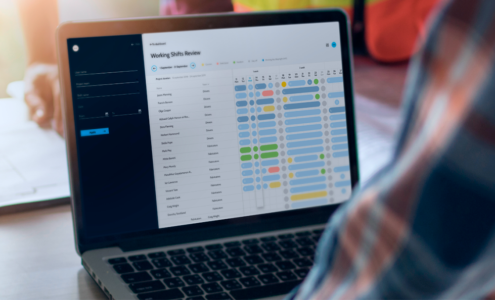 Construction project management software on a laptop screen