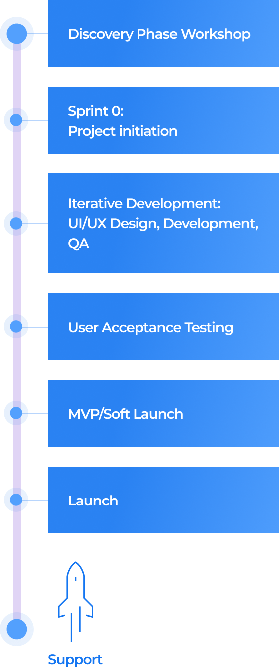 Project development process roadmap for insurande software solutions, mobile version